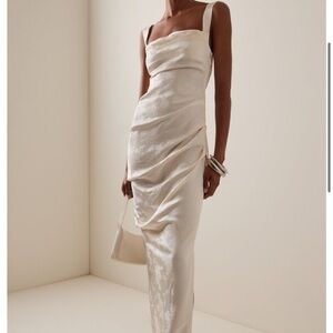 Paris Georgia Raf Floral-Jacquard Draped Dress